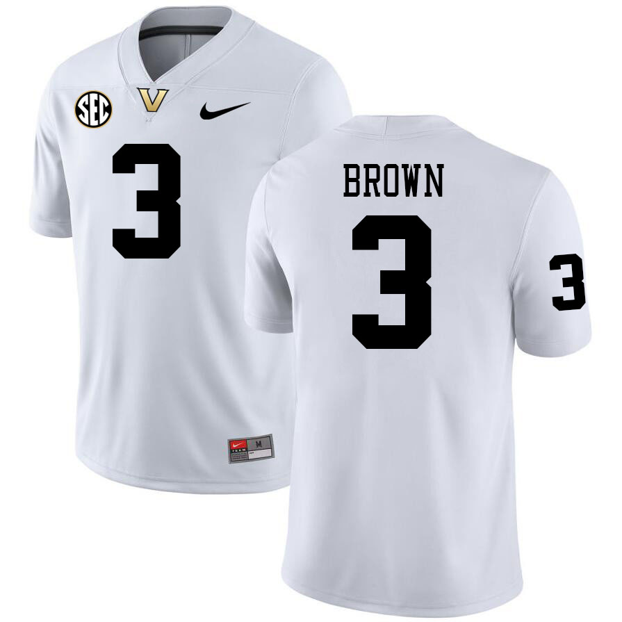 Tristen Brown Jersey, Vanderbilt Commodores #3 Tristen Brown Football Jersey, Uniforms-White Tristen Brown Jersey, Vanderbilt Commodores #3 Tristen Brown Football Jersey, Uniforms-White